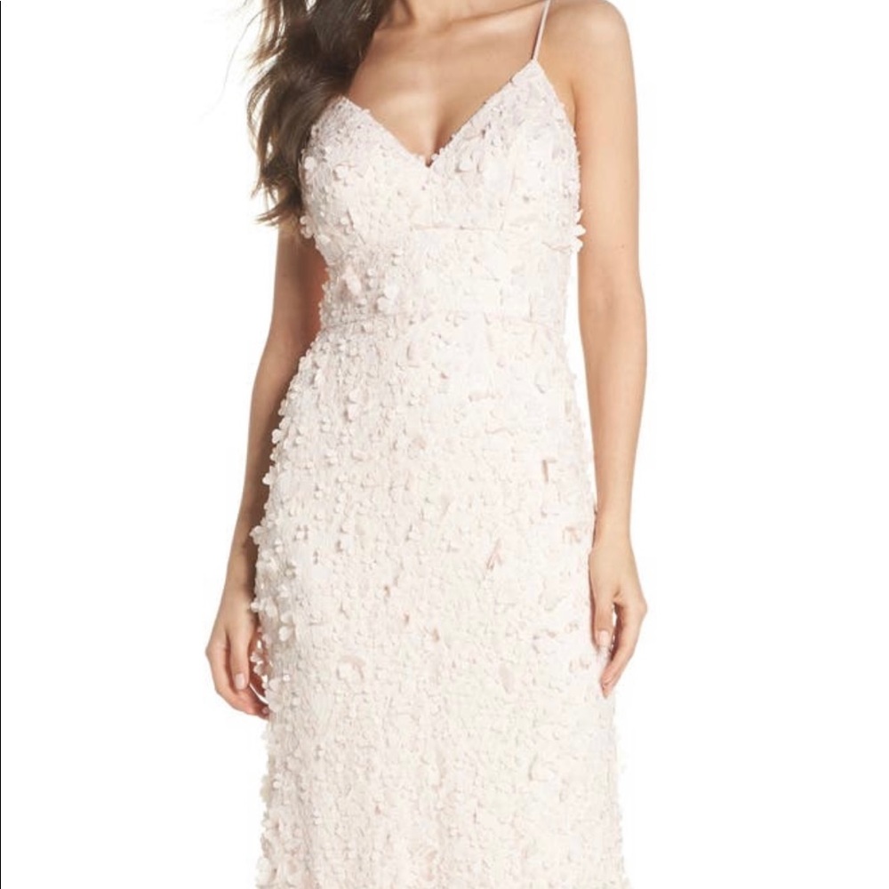 Eliza J Floral Appliqué lace gown